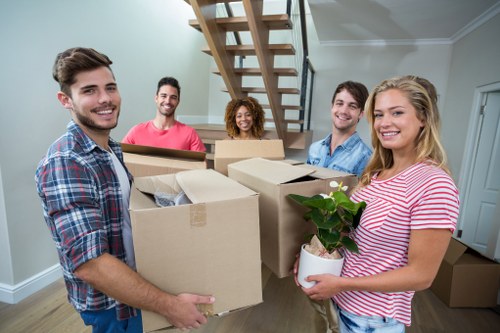 Commercial moving team preparing office relocation in Westkensington