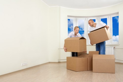 Moving team with safety equipment during a house removal