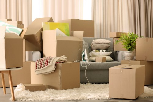 Packing boxes and furniture for a West Kensington house move
